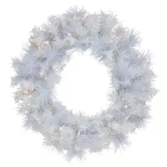 Northlight Pre-Lit Vermont White Pine Artificial Christmas Wreath, 24-Inch, Clear Lights