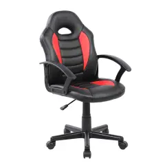 Techni Office Solutions 35.25" Black and Red Techni Mobili Kid's Gaming and Student Racer Chair with Wheels