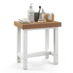 Costway 18'' x 12'' Heavy Duty HDPE Waterproof Shower Bench Spa Bath Shower Stool Brown & Off White