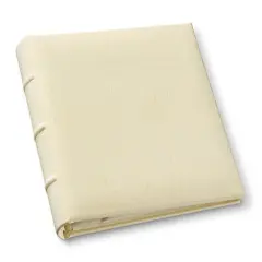 Gallery Leather Travel Photo Album Holds 4x6 Photos, 3 Ring Binder, 50 Pages for 50 Photos, Fillable, Handcrafted &ndash; 6.5&rdquo; x 5.5&rdquo; Freeport Ivory