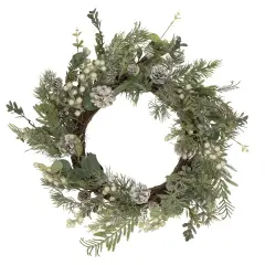 Northlight White Berry, Eucalyptus and Pinecone Christmas Wreath, 20-Inch, Unlit Green