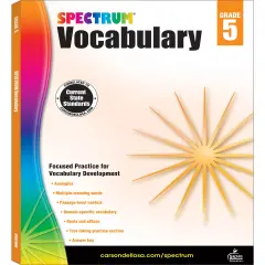 Spectrum Grade 5 Vocabulary Workbook, Language Arts Book Covering Analogies, Roots and Affixes, Sensory Words, Reading Comprehension, and More, ELA Classroom or Homeschool Curriculum