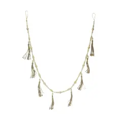 Bohemian Style Wooden Bead and Jute Rope Tassel Hanging Garland Boho