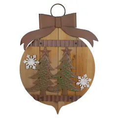 Northlight Rustic Christmas Trees and Snowflakes Wall Sign - 17.5" Beige
