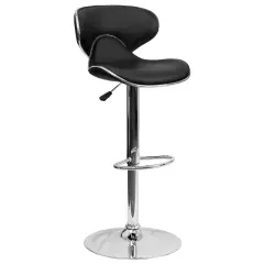 Emma and Oliver Contemporary Cozy Mid-Back Vinyl Adjustable Height Barstool Black