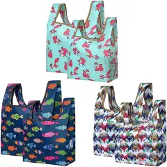 Wrapables JoliBag Collection Reusable Shopping Bag (Set of 6) Foxes, Fishies
