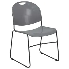 Emma and Oliver Ultra-Compact School Stack Chair - Office Guest Chair/Student Chair GrayPlastic/Black
