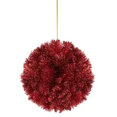 Northlight Glitter Pine Christmas Ball Ornament - Red - 6"