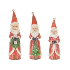 Contemporary Home Living Set of 3 Red and White Charming Santa Decoration 10.25&rdquo;