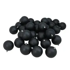 Northlight Shatterproof Matte Christmas Ball Ornaments 3.25" (80mm) - Black - 32ct