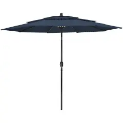 Northlight 9.75ft Outdoor Patio Market Umbrella with Hand Crank and Tilt, Navy Blue