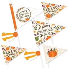 Big Dot of Happiness Fall Friends Thanksgiving - Triangle Friendsgiving Party Photo Props - Pennant Flag Centerpieces - Set of 20