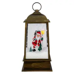 Northlight LED Lighted Snowing and Musical Santa Christmas Lantern - 13.5" Bronze