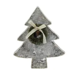 Northlight Birchwood Christmas Tree with Wreath and Bow Decoration - 12" Gray