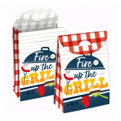 Big Dot of Happiness Fire Up the Grill - Summer BBQ Picnic Gift Favor Bags - Party Goodie Boxes - Set of 12
