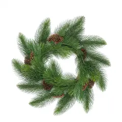 Allstate Long Needle Pine Artificial Christmas Wreath with Pine Cones - 44" - Unlit Green
