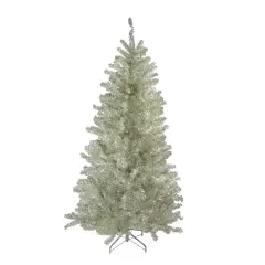 Northlight 7' Metallic Platinum Artificial Tinsel Christmas Tree - Unlit Silver