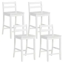 Costway 24-Inch Wooden Bar Stools Set of 4 with Ergonomic Backrest Counter Height Stools Black/White