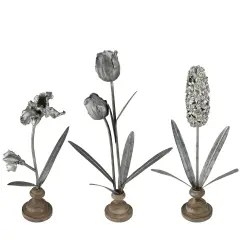 Melrose Country Rustic Distressed Finished Floral Decorations - 22.5&rdquo; - Set of 3 Brown