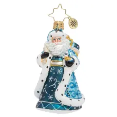 Christopher Radko Christopher Radko Debonair Winter Santa Gem Glass Christmas Ornament 1020131 Blue