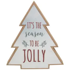 Northlight Tree Shaped "It's the Season to be Jolly" Christmas Sign - 10" Silver