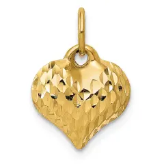 14K Gold Puffed Heart Charm Jewelry FindingKing