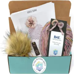 DIY Winter Hat Crochet Kit. Includes Bulky Superfine Merino Wool Yarn, Printed Pattern, Pom-Pom, Rim Tag. Soft, Cozy, Great for Gifts First Date