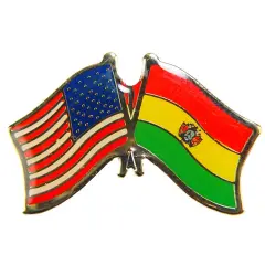 American & Bolivian Flags Pin 1"
