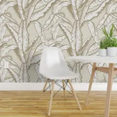 Pre-Pasted Wallpaper 2FT Wide Nature Minimal Tropical Flora Custom Pre-pasted Wallpaper by Spoonflower