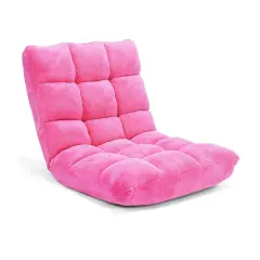 14-Position Adjustable Back Cushioned Floor Chair Pink