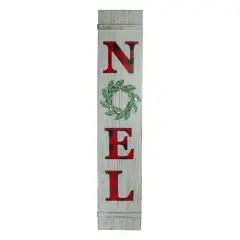 Northlight 47.5" Red Buffalo Plaid Wooden Noel Christmas Porch Board Sign Decoration White