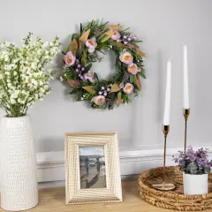 Northlight Artificial Mixed Floral and Greenery Spring Wreath - 13" - Purple