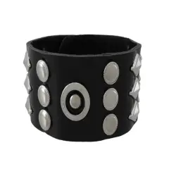 Black Vinyl Wristband with Round and Diamond Shaped Studs