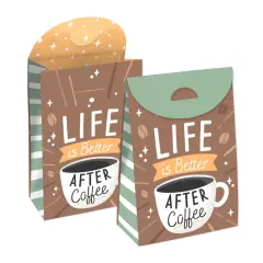 Big Dot of Happiness But First, Coffee - Cafe Themed Gift Favor Bags - Party Goodie Boxes - Set of 12