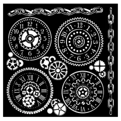 Stamperia Stencil 7"X7"-Voyages Fantastiques Gears