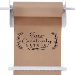 Jumbl Wall Mounted Kraft Paper Dispenser, Hanging Craft Paper Roll Holder with Paper Cutter (White)