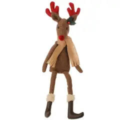 Raz 20.5" Country Cabin Decorative Brown Reindeer with Red Antlers and Nose Stuffed Animal Figure