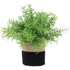 Northlight Leafy Artificial Spring Foliage in Two-Toned Burlap Covered Pot - 9" Green