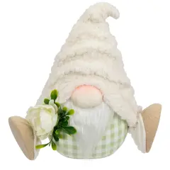 Northlight Plush Sitting Gnome with Flower Spring Figurine -10.5" Ivory
