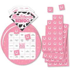 Big Dot of Happiness Last Rodeo - Bar Bingo Cards and Markers - Pink Cowgirl Bachelorette Party Shaped Bingo Game - Set of 18
