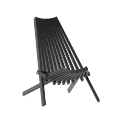 Merrick Lane Dubois Indoor/Outdoor Solid Acacia Wood Low Profile Lounge Folding Chair for Use with Backyard, Patio, Sunroom, Porch, Garden Black