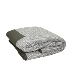 Kaemingk Gray and Black Striped Quatrefoil Quilted Throw Blanket 55.5" x 78.75"