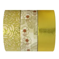 Wrapables Washi Masking Tape (Set of 3) Gold Bloom