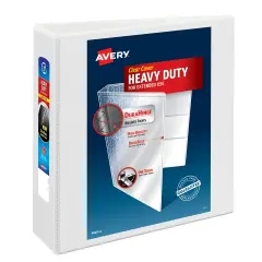 Avery Nonstick Heavy-Duty View 3 Ring Binder, 3" One Touch Slant Rings, 1 White Binder (05604)