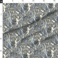 Various Fabrics by the Yard or Fat Quarter Dragon Literary Blue And White Fantasy Botanical Fairy Tale Custom Printed Fabric by Spoonflower