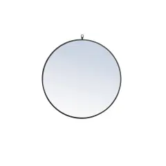 Metal frame Round Mirror with decorative hook 32 inch Black finish