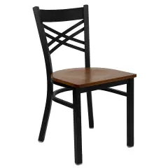Emma and Oliver "X" Back Metal Restaurant Dining Chair Cherry/BlackMetal