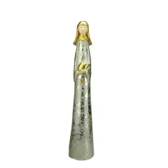 A & B Floral 23" Silver Distressed Mary and Baby Jesus Christmas Nativity Figurine