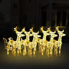Reindeers & Sleigh Christmas Decoration 320 LEDs Acrylic Warm white