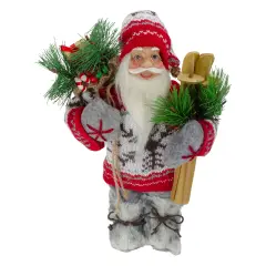 Northlight Standing Nordic Santa with Skis Christmas Figure - 12" Red